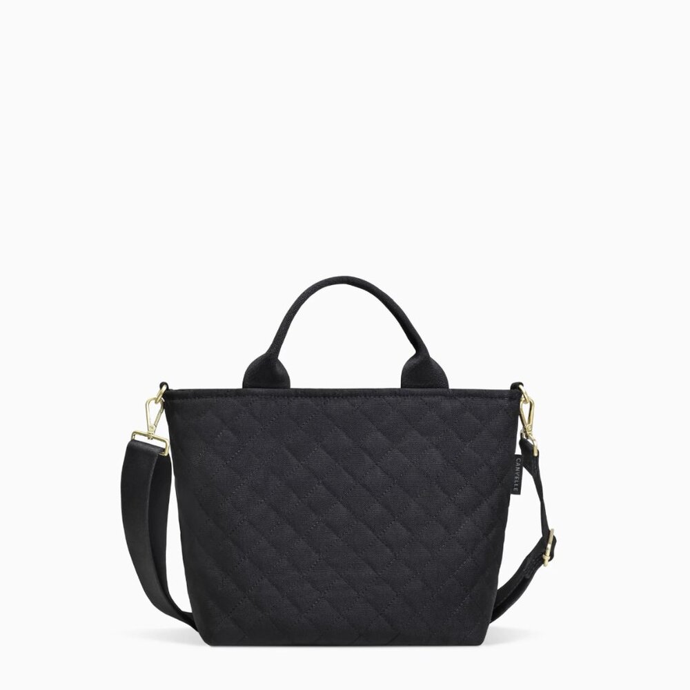 Canvelle - Small, Quilted Black, Zip Crossbody Tote
